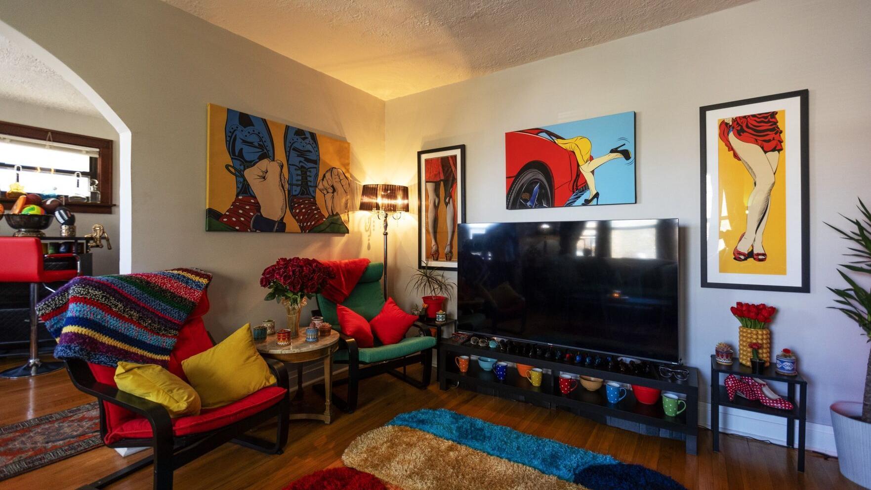 Décor in South City apartment started with colorful print from Ikea